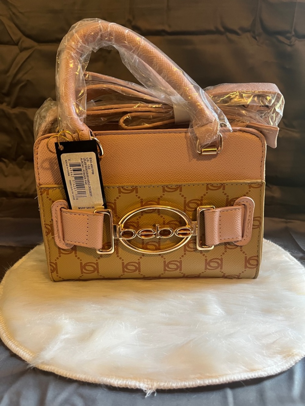 Bebe Pink Logo-Accent Top-Handle Satchel